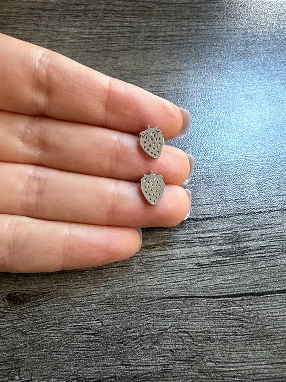 Stainless Steel Strawberry Stud Earrings